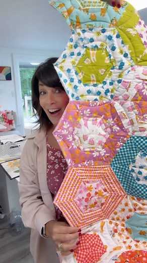 Missy Luukkonen on Instagram: "Help!! Do I go with a fun print or simple solid for the binding in this quilt?? And if I go with a solid what color should I use??"