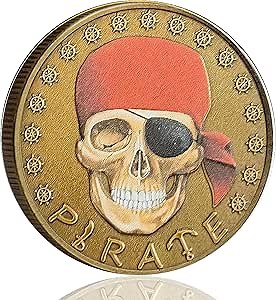 Skull Pirate Treasure Island Treasure Map Challenge Coin