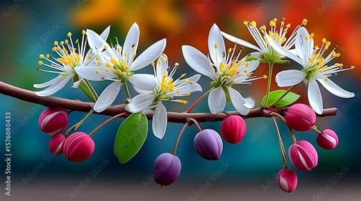 Serviceberry (Amelanchier canadensis) A delicate Serviceberry tree with white star-like flowers and purple berries, radiating quiet charm, basking in soft sunlight, in a peaceful woodland clearing.