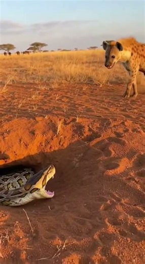 Hyena Investigates Burrow... Instantly Regrets It! 🤯 Rock Python ATTACKS #YouTubeShorts