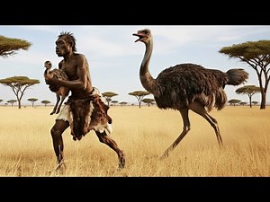 Life in the prehistoric era | Humans, giant ostriche, giant lizard and giant boar