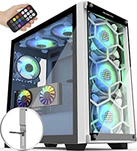Amazon.com: MUSETEX 5×140mm & 1×120mm ARGB Fans Voice Remote Control Mid-Tower Case with 2 PCS x USB 3.0 Ports Tempered Glass Panels PC Gaming Case Computer Chassis（MU3-MN6W-14-NEW） : Electronics