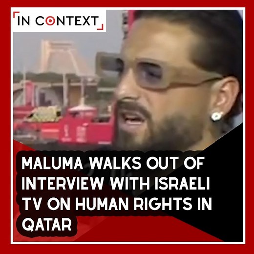 79K views · 1.4K reactions | Colombian singer Maluma, co-author of the official FIFA World Cup song, walks out of an interview with an Israeli TV channel after being asked about "whitewashing" human rights violations in Qatar. | In Context | Facebook