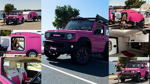 Win a Pink Suzuki Jimny & Caretta Teardrop Camper