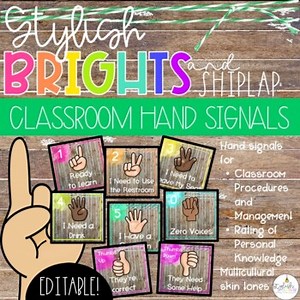 Stylish Brights and Shiplap | Classroom Hand Signals