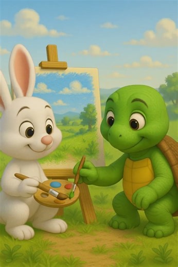 Turtle Bunny Tales - Painting the Scenery #CuteAnimal #TurtleBunny #emotionaljourney