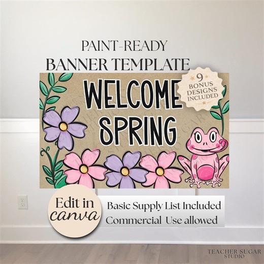 Paint-ready Spring Banner Template | Editable DIY Design (digital Download) - Etsy