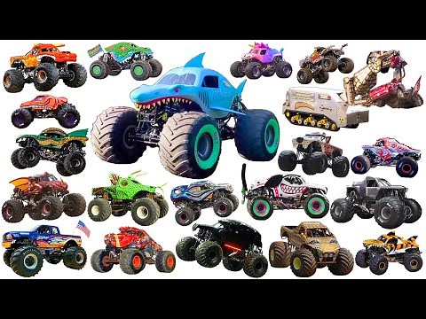 Monster trucks, jam with Animals | El Toro Loco, T-rex, Megasaurus, Jurassic Attack, Bigfoot, Dragon