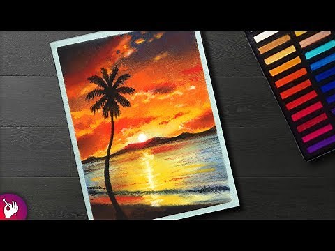 How to draw a Scenery - Cloudy Sunset scenery - Landscape scenery drawing