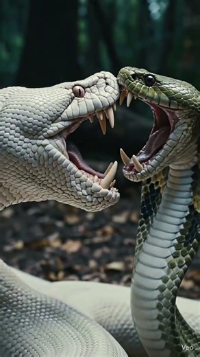 GIANT White Snake vs KING COBRA 😱 Deadliest Battle Ever! #snake #viral #trending