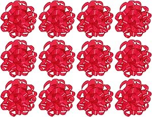 The Gift Wrap Company Decorative Confetti Gift Bows, Medium, Red, pack of 12