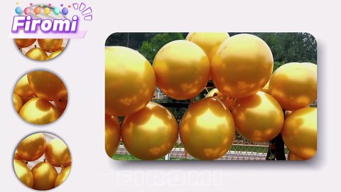 Firomi Metallic Chrome Gold Balloons 12-inch 100 Pack (with 3 Ribbons)