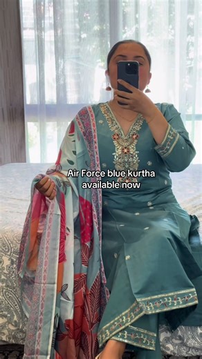 Air Force blue color available now @bastraodaan Please DM for your order today #StyleWithGrace #KurthaLove #2026 #dmfororder @Sarah Bhattarai