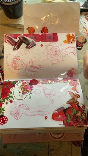 cute lil red sketchbook spread :3 #art #artist #sketch #sketchbook #drawing