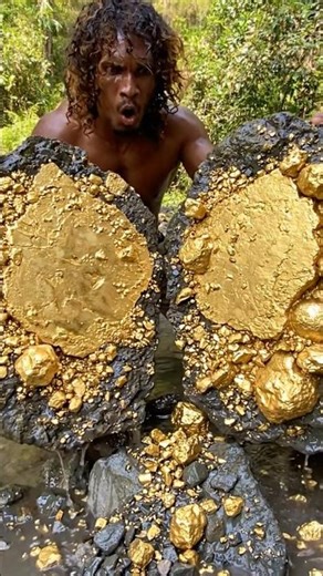 Oh, my God,,This Man Successfully Found a Pile of Gold Nuggets, Inside Quartz Rock #golddiscovery