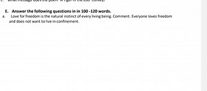 E. Answer the following questions in in 100-120 words.a. Love ... | Filo