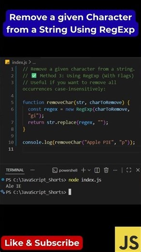 #132 Remove Any Character from String | RegExp Trick (Case-Insensitive Power)