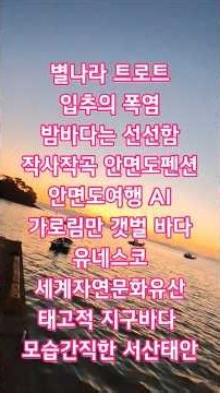 트로트 AI 노래 입추의 폭염 작사작곡 안면도펜션 안면도여행 AI 서산태안 가로림만 갯벌바다 세계자연문화유산 유네스코세계유산등록 #ai노래 #트로트 #AI트로트 #서산노을 #입추