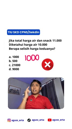 Arta on Instagram: "Latihan Soal TIU SKD CPNS/Sekdin persiapan tes CPNS 2026 . #cpns #infocpns #cpnsindonesia #tiu #sekolahkedinasan #sekdin"