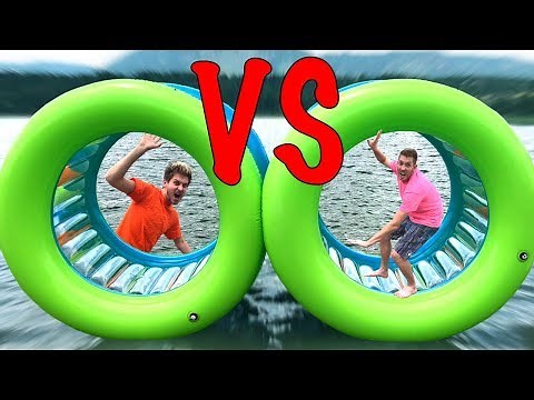 MEGA ROLLING WHEEL BATTLE IN A LAKE!