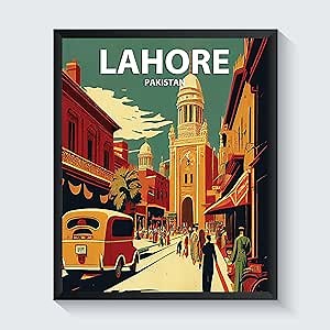 Lahore Art Print Poster, Pakistan Wall Art Painting Decor, Middel East Art Home Decor Artwork For Bedroom Living Room Bathroom Decor (Lahore, Pakistan, 11x14 inches (Unframed))