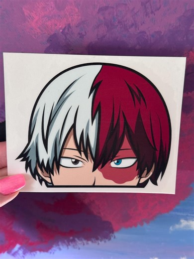 Anime Hero Peeker Sticker | Ice & Fire Vinyl Decal - Etsy UK
