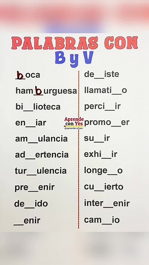 Palabras con B y V: Aprende su escritura
