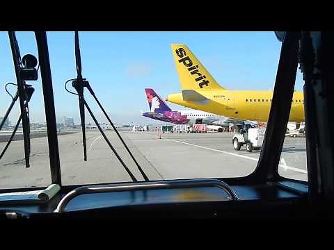 Beautiful Bus Ride to remote gates in LAX Los Angeles Intl. Airport