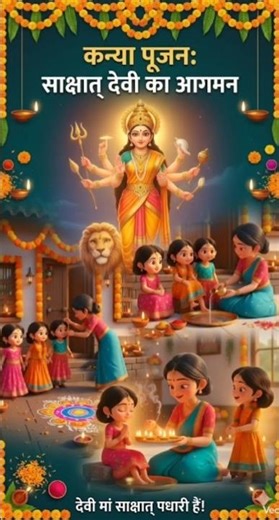 Kanya Pujan Special 🙏 | Navratri Cartoon Story for Kids #viralcartoon #kanyapujanvidhi