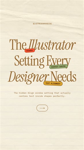 Sammy-Jo | Brand & Web Designer on Instagram: "Why your text in Adobe Illustrator never looks centred (and how to fix it) You’ve done this a hundred times. Put text inside a circle. Select both. Click Align Centre. And yet... there’s more space at the top than the bottom. It looks off. So you manually nudge it down a pixel or two until it *feels* right. I did this for YEARS before I learnt the actual fix. Here’s what’s happening: Illustrator’s normal alignment centres the text *box*, not the act