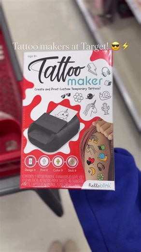 New tattoo makers at Target! 😎⚡️ they also have sticker makers too that connect to your phone and you can print/then color any picture you want! Such a cute idea! #targetkids #targetfinds