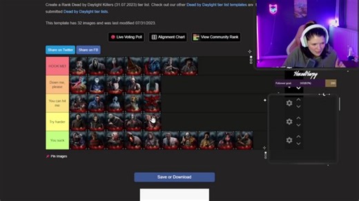 DBD KILLER TIER LIST| DEAD BY DAYLIGHT | 18 | !discord !socials