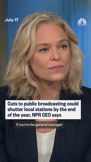 163K views · 3.8K reactions | The House just sent a bill to President Trump's desk that will claw back more than $1 billion in previously approved funding for the Corporation for Public Broadcasting, which funds NPR and PBS. The CEO of NPR, Katherine Maher, discusses the impact the cuts will have and what it means for communities across the country. | NBC News | Facebook