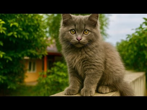 Fluffy Gray Kitten Melts Hearts | Relaxing Cat Video