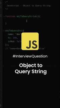 Object to Query String | JavaScript Interview Question #javascript #coding