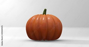 3d pumpkin model with alpha mask. 3d rendering. 360 degrees loop rotation. Halloween and thanksgiving day concept.
