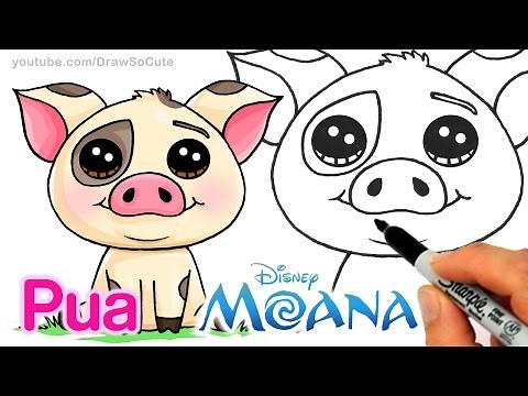 How to Draw Moana Pua Pig step by step Cute and Easy - Disney Movie