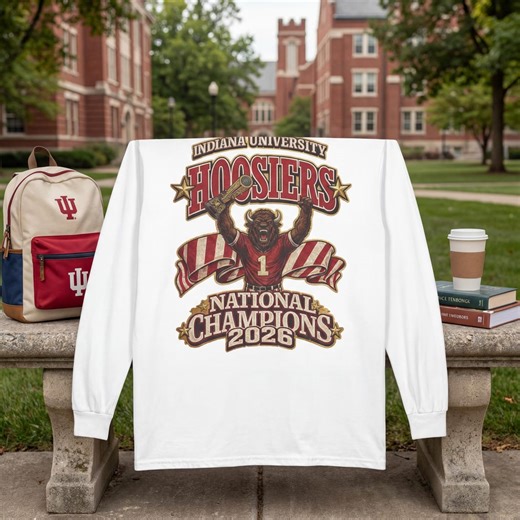 Indiana Hoosiers National Championship 2026 Long Sleeve T-shirt, Unisex Gildan 5400 Cotton, College Football Victory Gear, NCAA Fan Gift - Etsy
