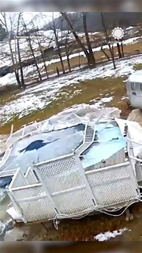 Ice Crushes Above-Ground Swimming Pool