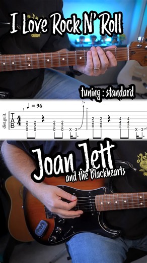 I Love Rock and Roll guitar riff by Joan Jett with tabs #guitartabs, #guitarriff, #guitarlessons, #guitarist, #guitarplayer #joanjett