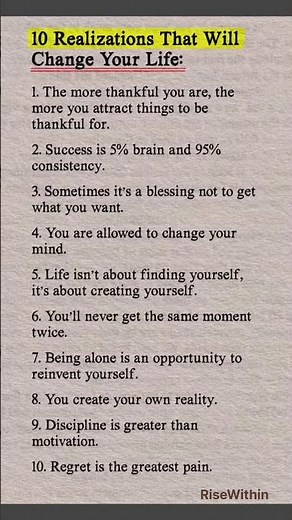 10 realisation that will change your life