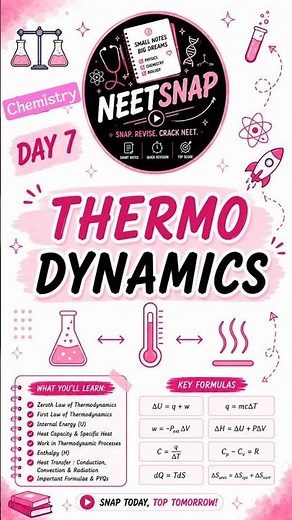 🎯 Thermodynamics Formula sheet 📖| Class 11 Chemistry | Neet 2027 | Neet snaps shorts