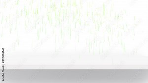 Empty white shelf background design. Advertising space for product. 3d mockup with animated confetti.