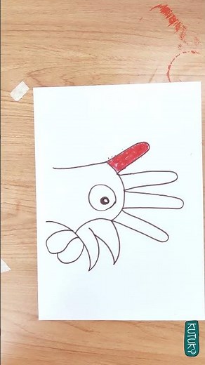 DIY Handprint Rooster Craft 🐔 Easy Kids Art Short! #diy #craftideas #artshorts #rooster #animalart