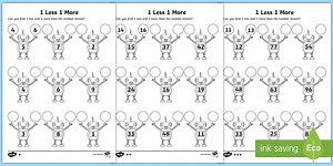 1 More 1 Less Robots Worksheet