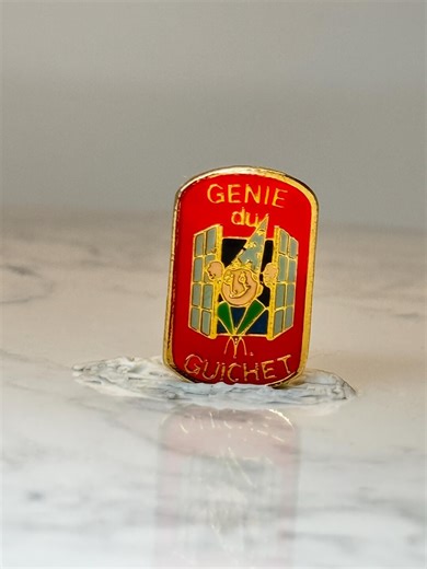 French Mcdonalds Genie Du Guichet Enamel Pin: Red Gold Tone - French Corporate Accessory - Etsy