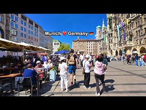 Spring in Munich, Germany🇩🇪 April 2025 Walk🌸– Flowers, Food 🍣& Spargel Season 4K