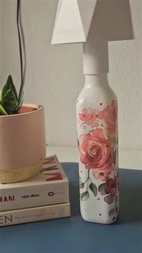 Old Bottle to Beautiful Lamp ✨ | Floral Decoupage DIY (Mod Podge Magic) #bottleart #viral