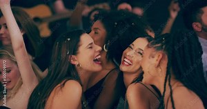 The party is thriving when everyones vibing. 4k video footage of young women dancing together at a party.