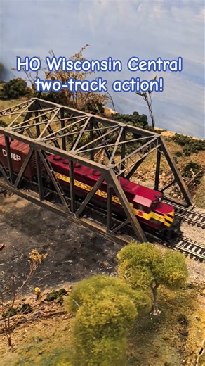 HO Scale Wisconsin Central SD45 Two-Track Action on River Bridge!